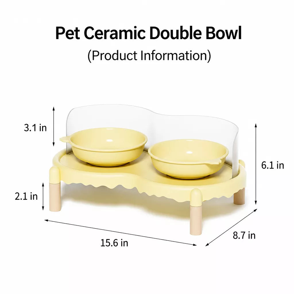 Elevated Ceramic Pet Bowl Set with a Double-Bowl Stand