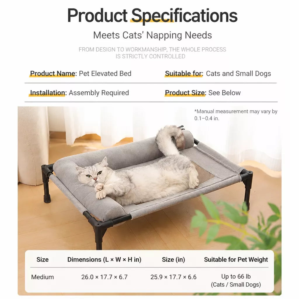 Elevated Pet Cot with Removable, Washable Cover