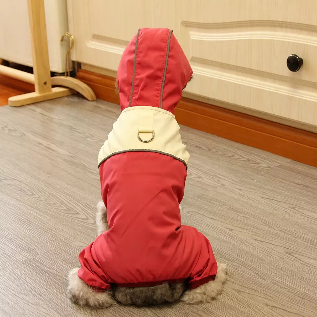 Four-Leg Polyester Dog Raincoat for Rainy-Day Walks