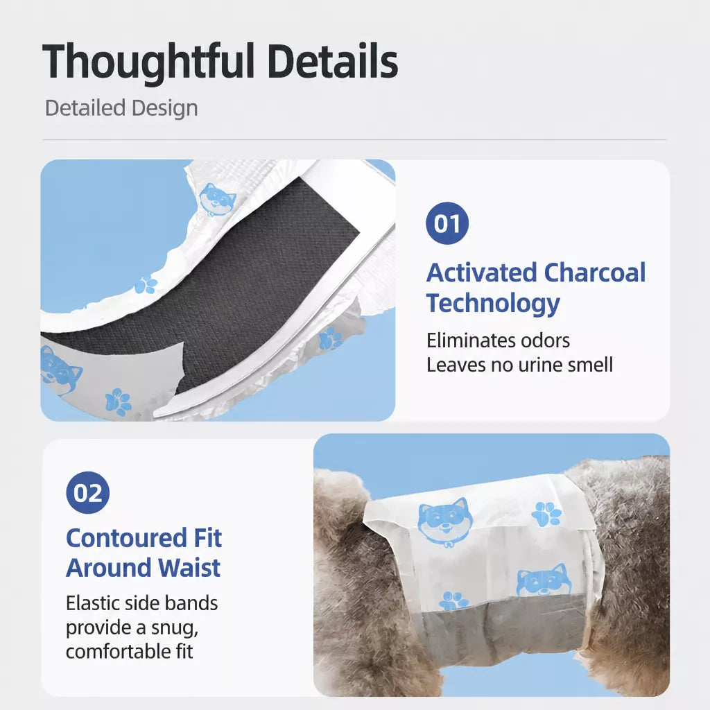 Disposable Dog Diapers for Male and Female Dogs