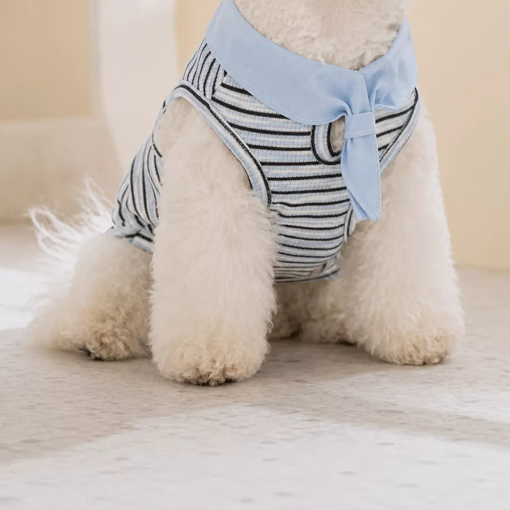 Striped Polo-Style Harness Vest for Small Dogs