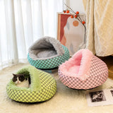 Semi-Enclosed Round Pet Bed for Cats and Dogs