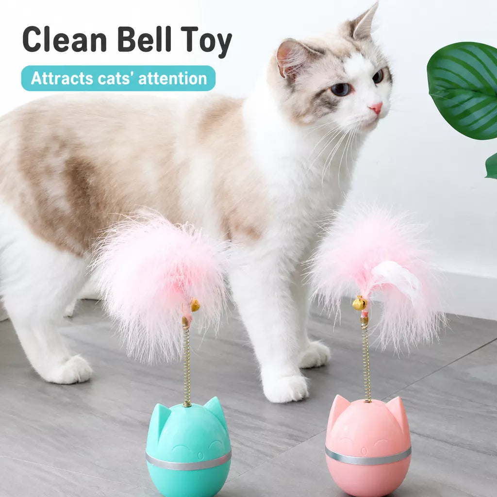 Cat Wobble Toy with Feather and Bell