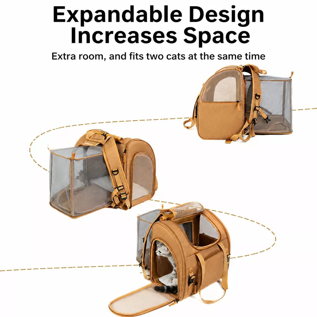 Expandable Pet Carrier Backpack for Cats and Small Dogs