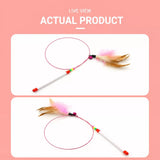 Steel Wire Cat Teaser Wand with Feather and Bell
