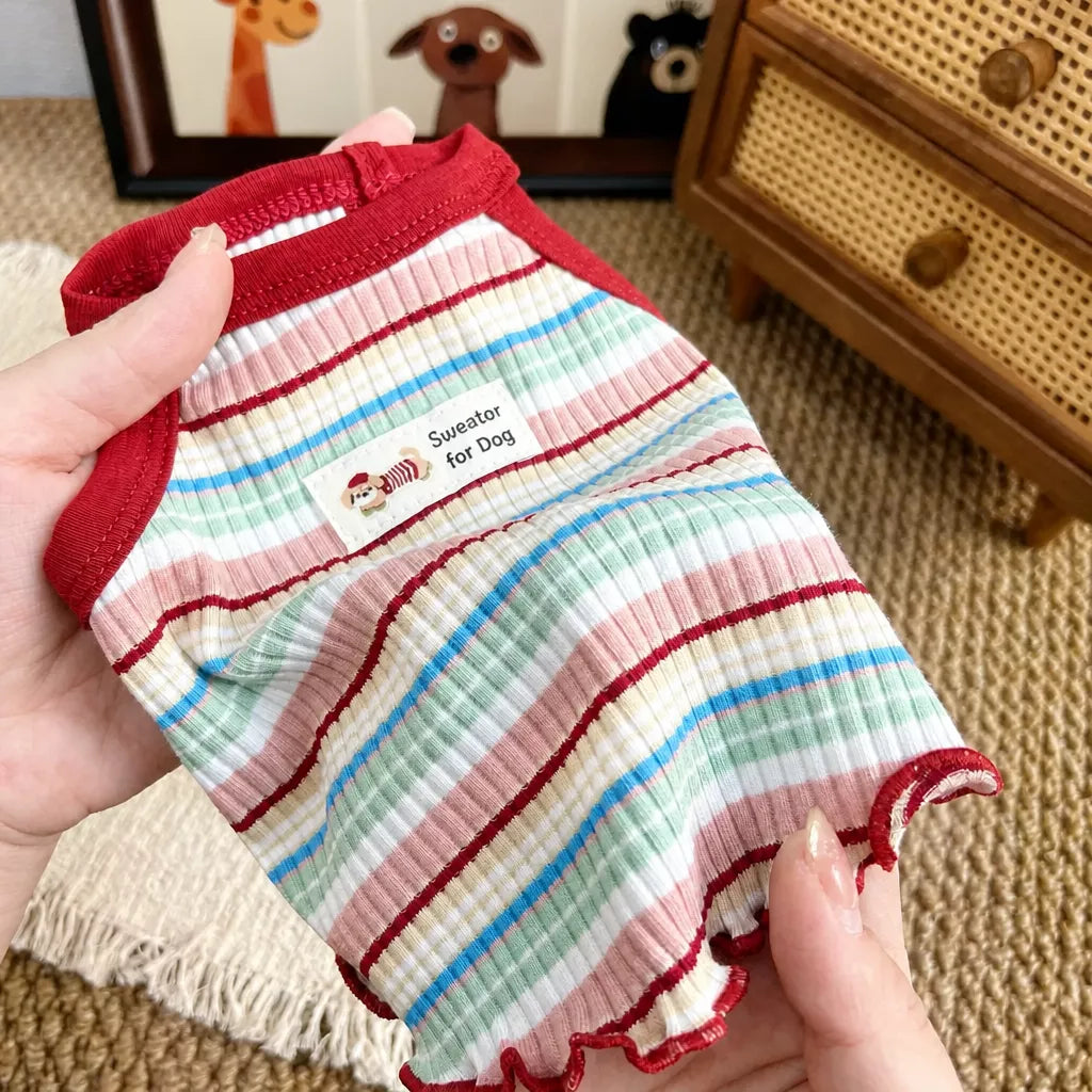 Summer Striped Cotton Pet Tank Top