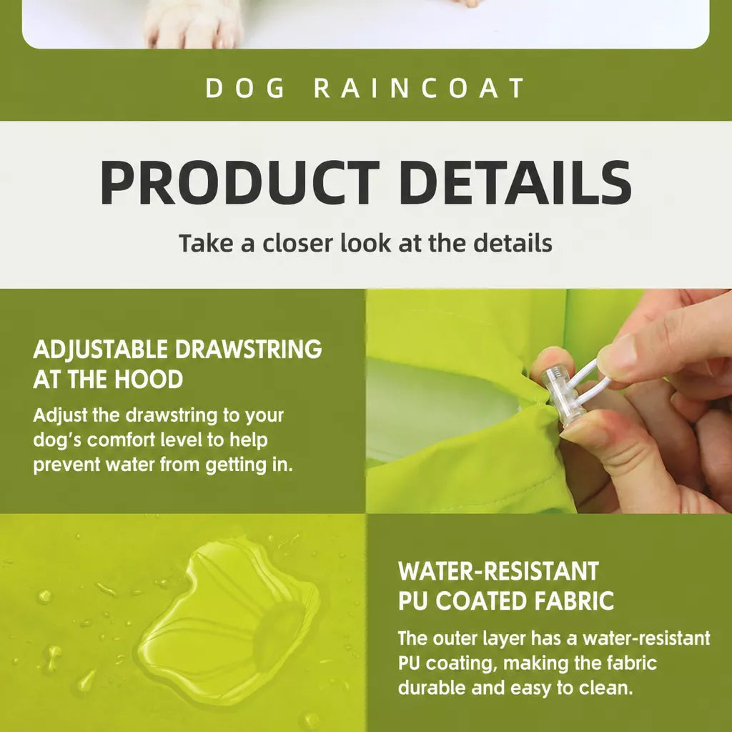 Waterproof Dog Raincoat with Belly Coverage