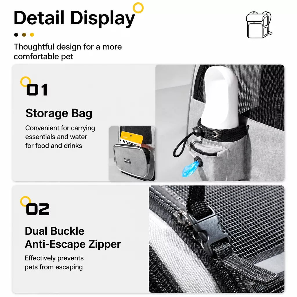 Large Breathable Pet Carrier Backpack for Dogs and Cats