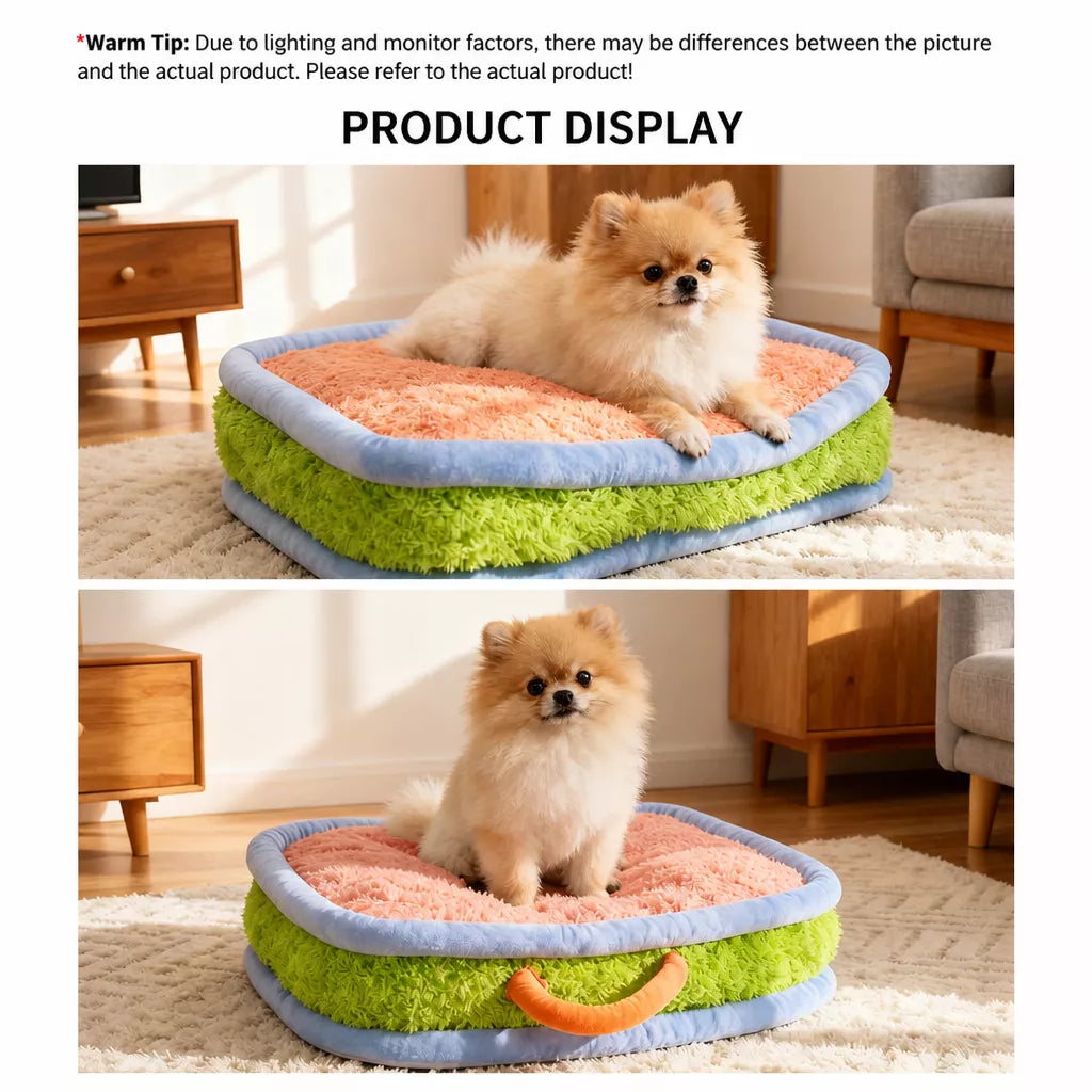 Colorful Plush Pet Bed for Dogs and Cats