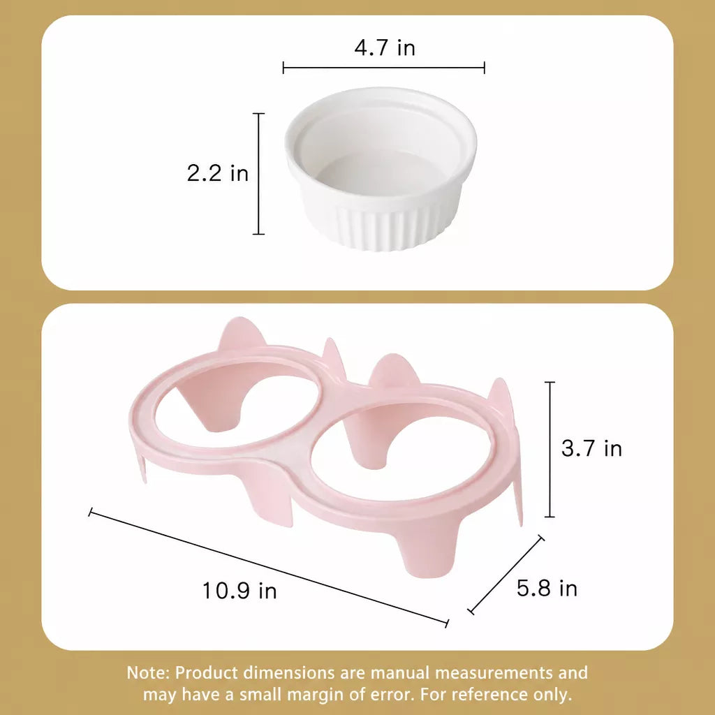 Elevated Ceramic Two-Bowl Pet Feeding Set with Stand
