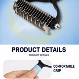 Double-Sided Dematting & Deshedding Brush for Dogs and Cats