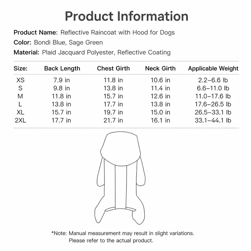 Hooded Reflective Dog Raincoat
