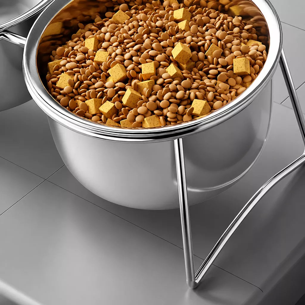 Stainless Steel Double Pet Bowls with Elevated Stand