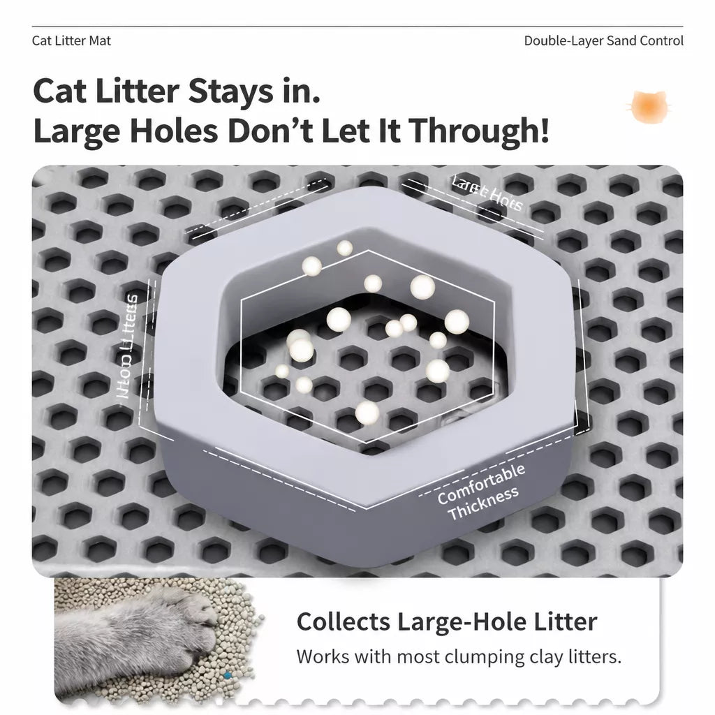 Double-Layer Cat Litter Mat with Cut-to-Fit Design