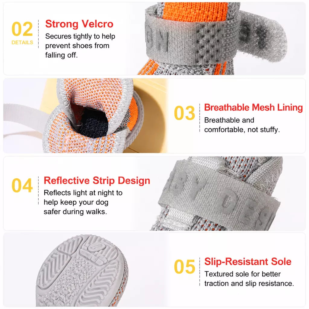 Nylon Knit Dog Shoes with Hook-and-Loop Closures