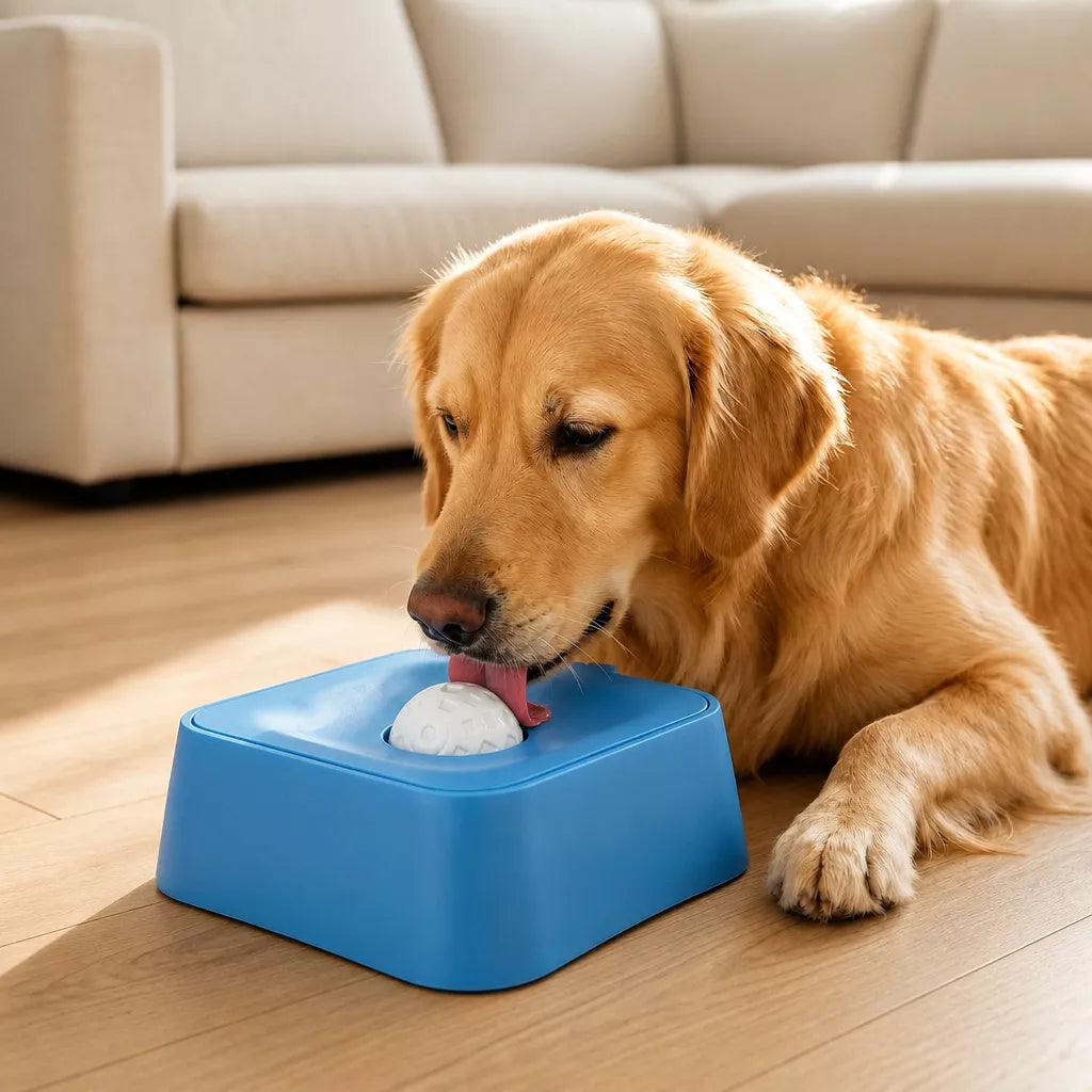 Pet Slow Feeder Bowl with Lick Ball and Water Dish
