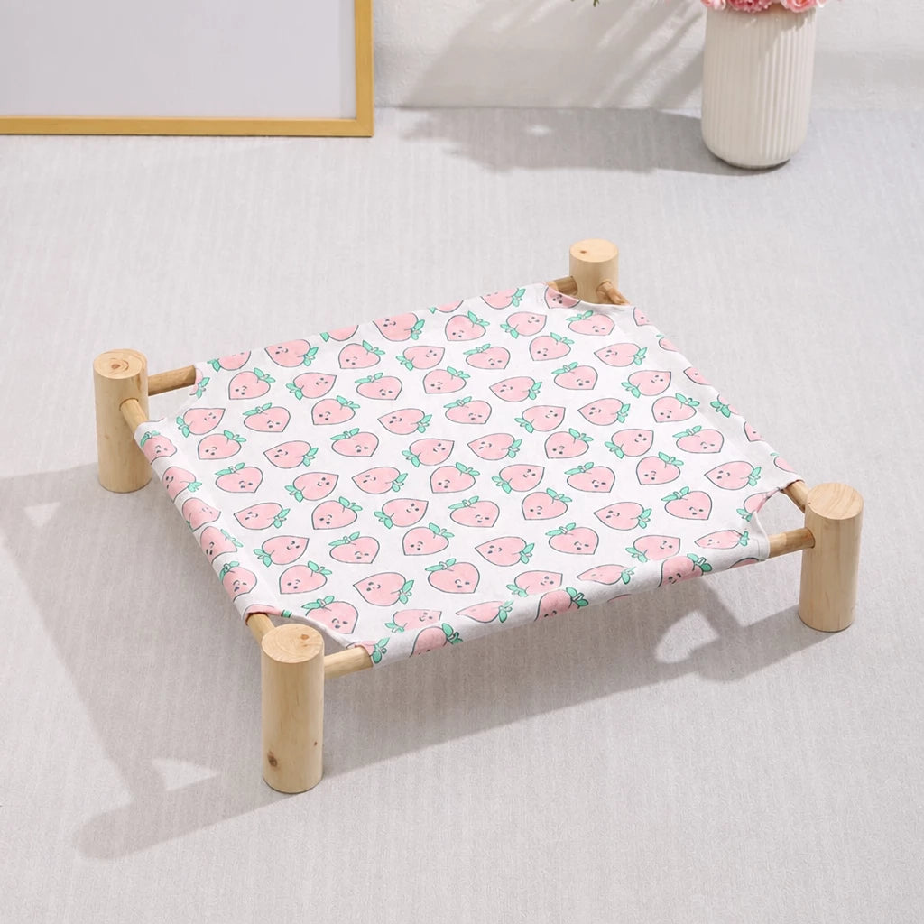 Elevated Wood Frame Pet Bed with Removable Polyester Cover