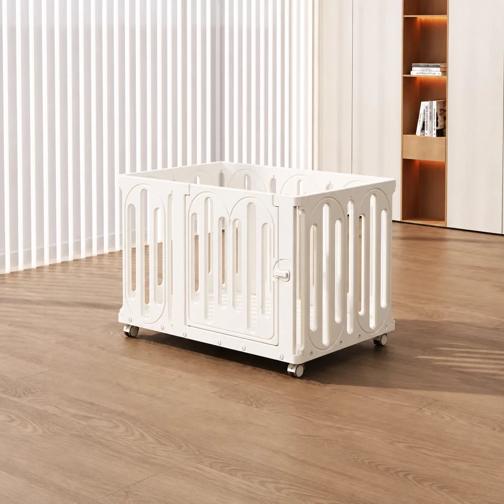 Movable Indoor Pet Playpen with Door and Casters