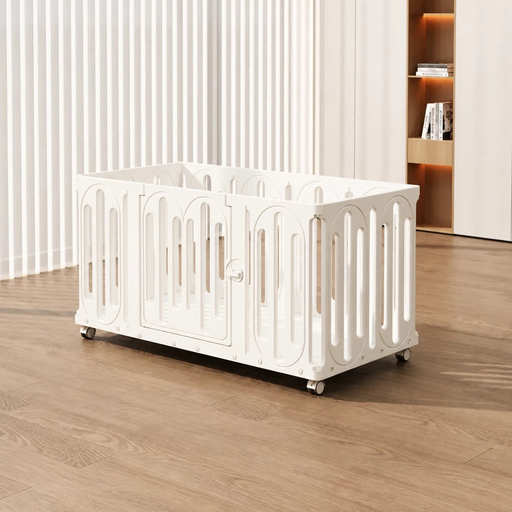 Movable Indoor Pet Playpen with Door and Casters