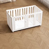 Movable Indoor Pet Playpen with Door and Casters
