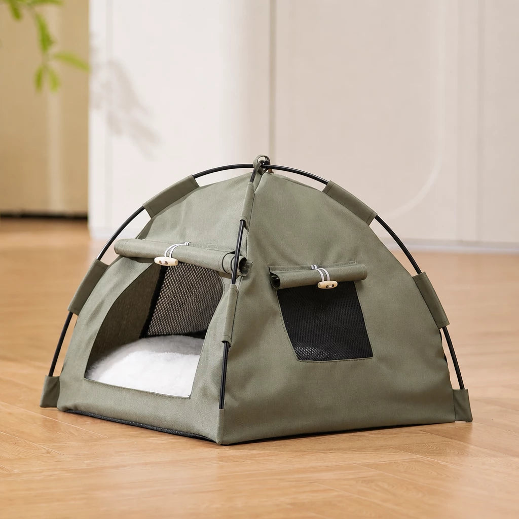 Semi-Enclosed Pet Tent Bed with Window for Small Dogs and Cats