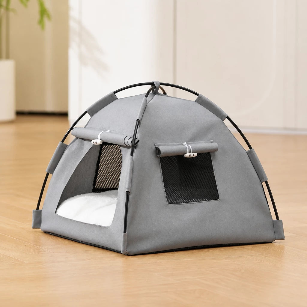 Semi-Enclosed Pet Tent Bed with Window for Small Dogs and Cats