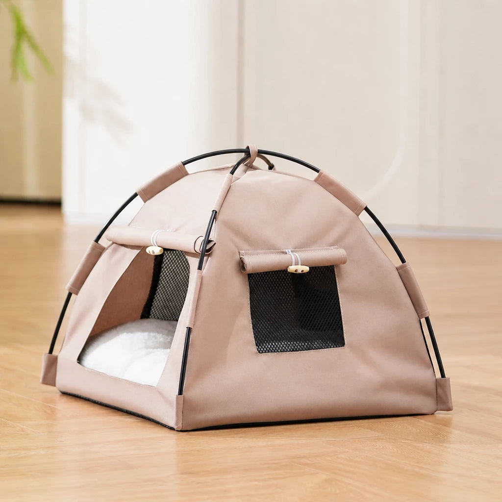 Semi-Enclosed Pet Tent Bed with Window for Small Dogs and Cats