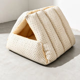 Semi-Enclosed Corduroy Pet Tent Bed for Cats & Dogs