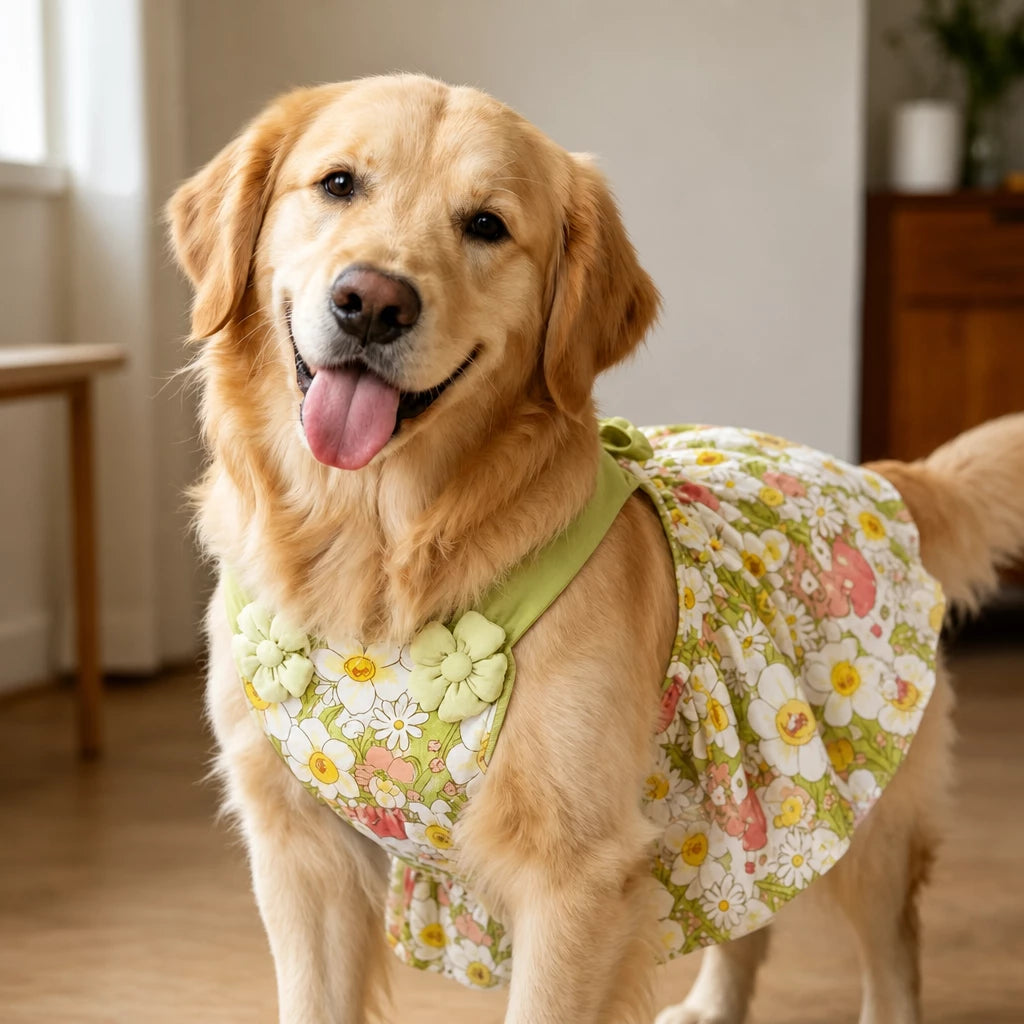 Summer Dog Dress with Shoulder Straps for Medium to Large Dogs
