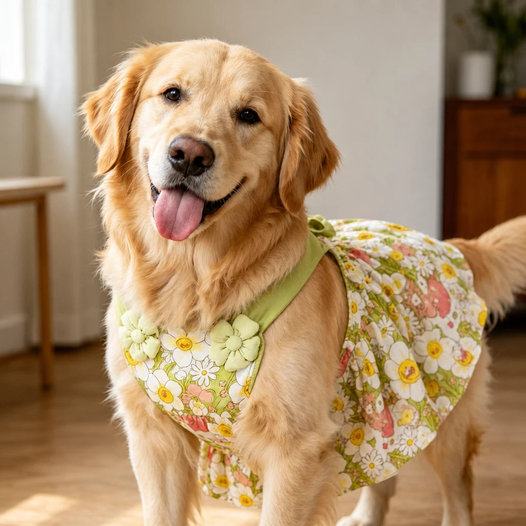 Summer Dog Dress with Shoulder Straps for Medium to Large Dogs