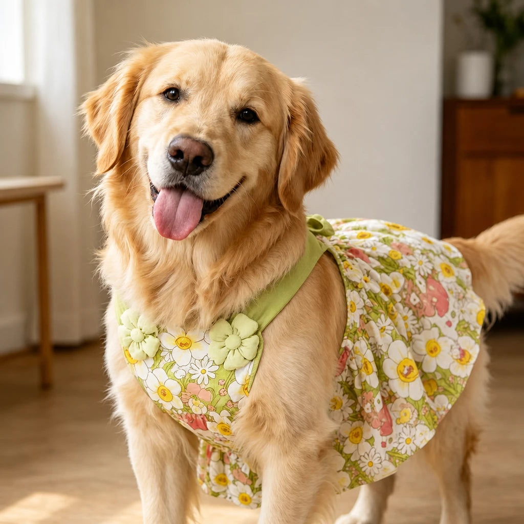 Summer Dog Dress with Shoulder Straps for Medium to Large Dogs