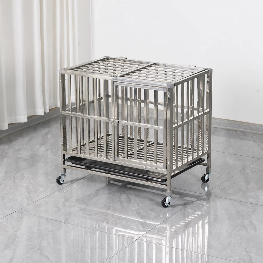 Stainless Steel Dog Crate with Tray