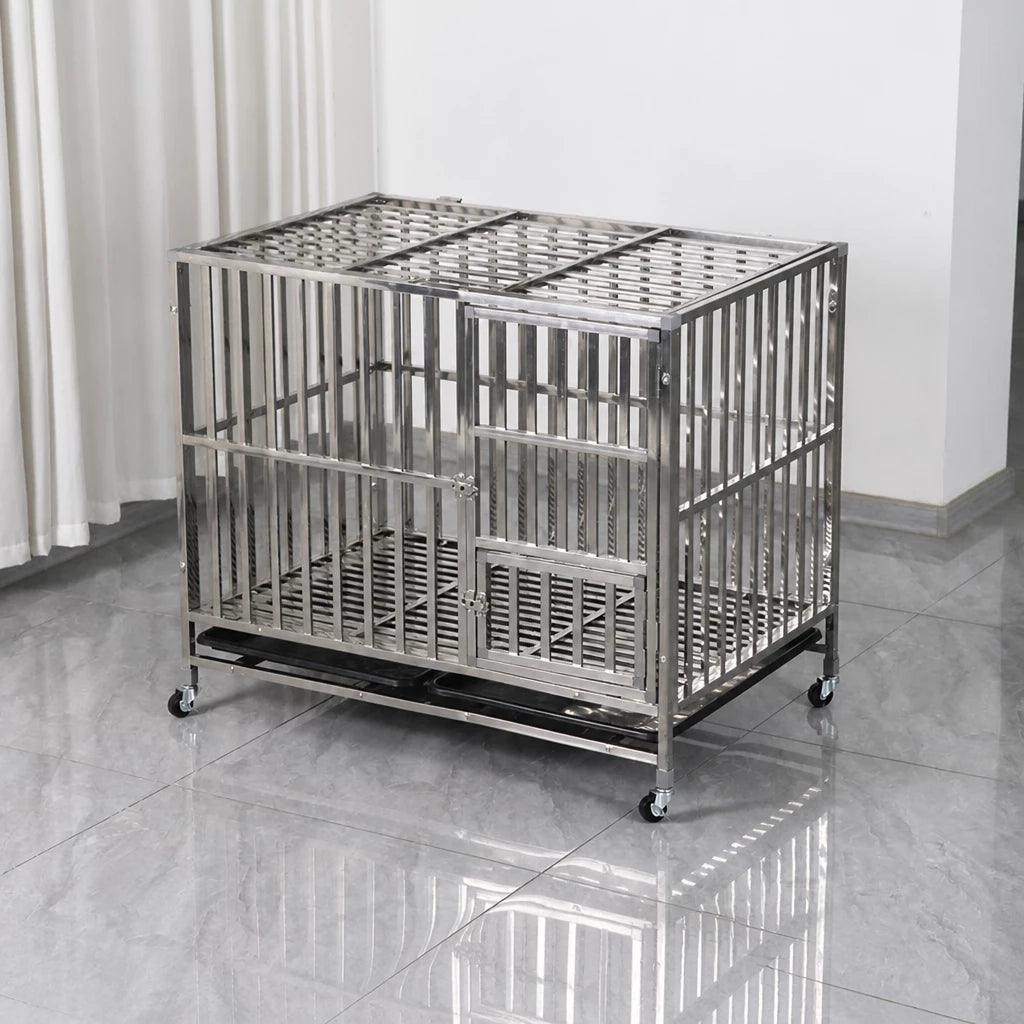Stainless Steel Dog Crate with Tray