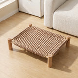 Elevated Linen Pet Bed with Solid Wood Frame
