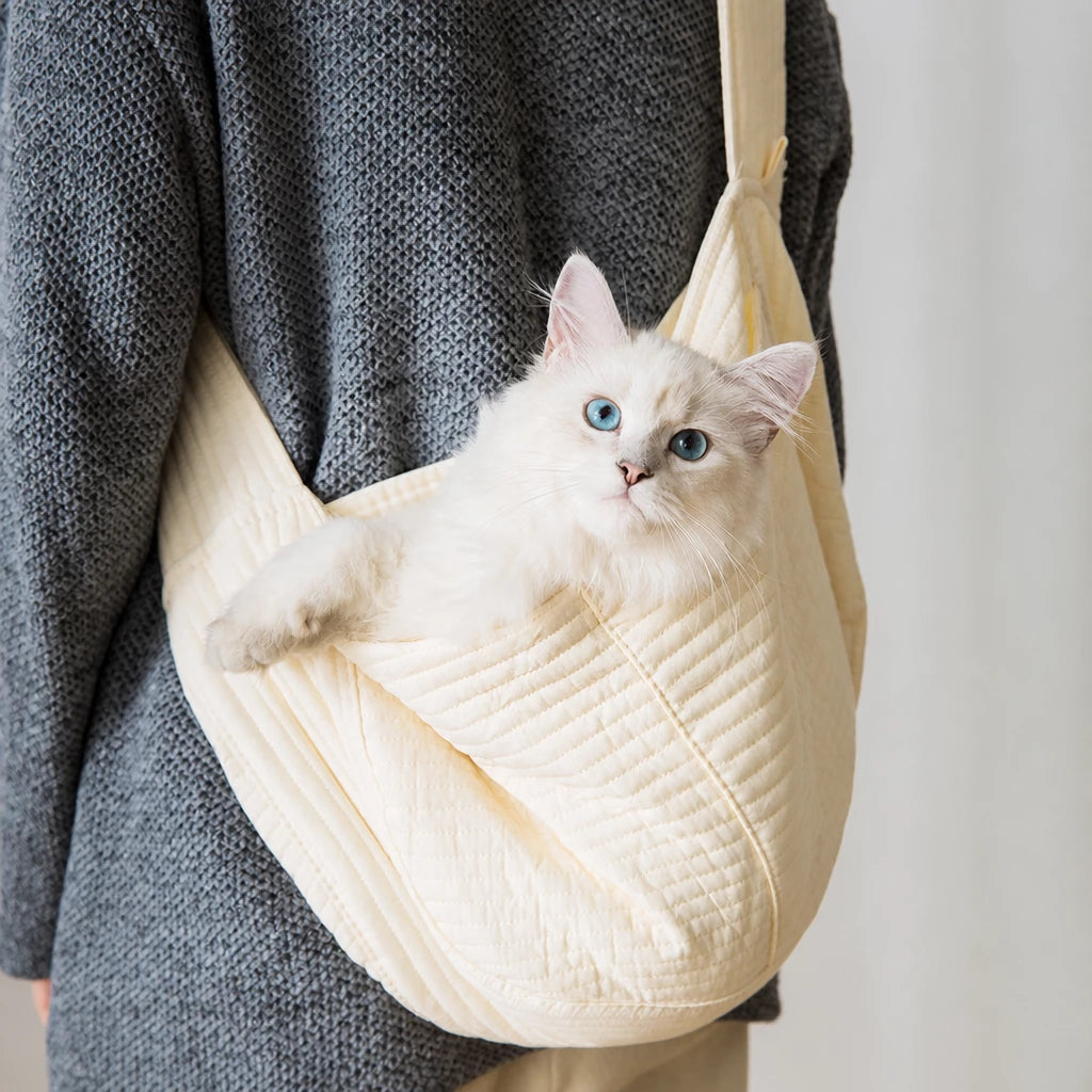 Front-Carry Canvas Cat Carrier Backpack for Walks and Travel