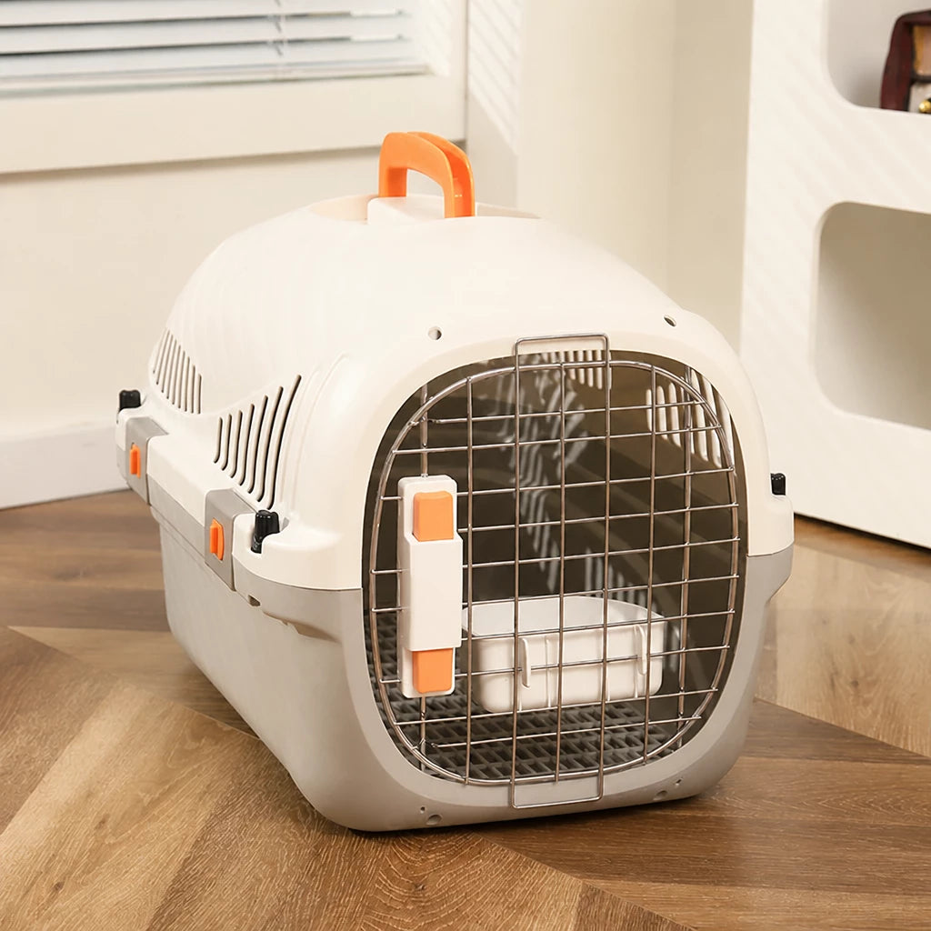 Portable Plastic Pet Carrier for Cats and Small Dogs Up to 16 lb