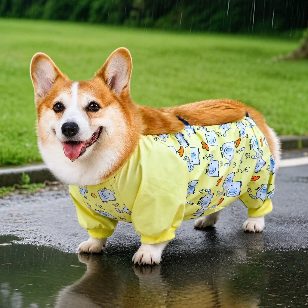 Waterproof Four-Leg Dog Raincoat with Belly Coverage