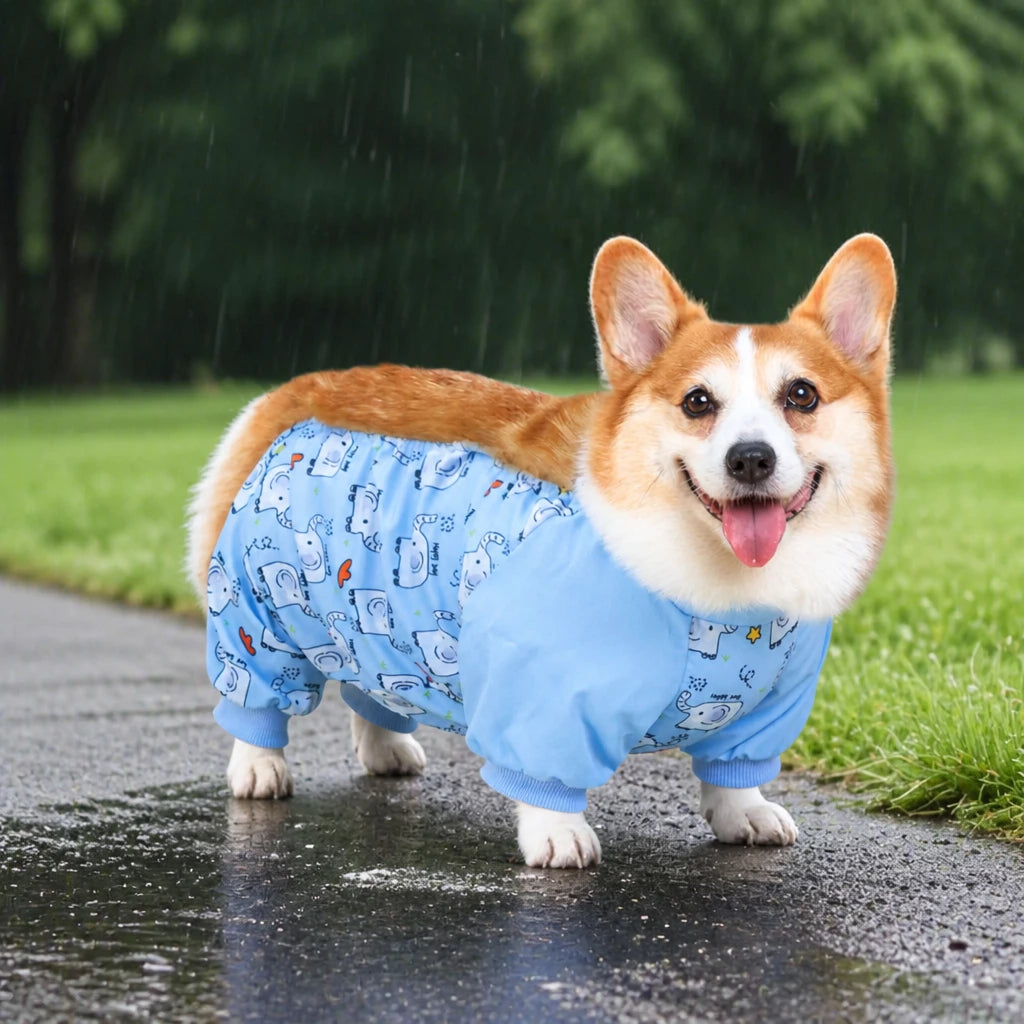 Waterproof Four-Leg Dog Raincoat with Belly Coverage