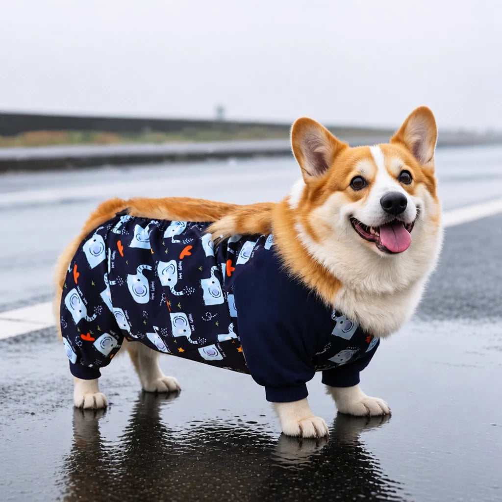 Waterproof Four-Leg Dog Raincoat with Belly Coverage