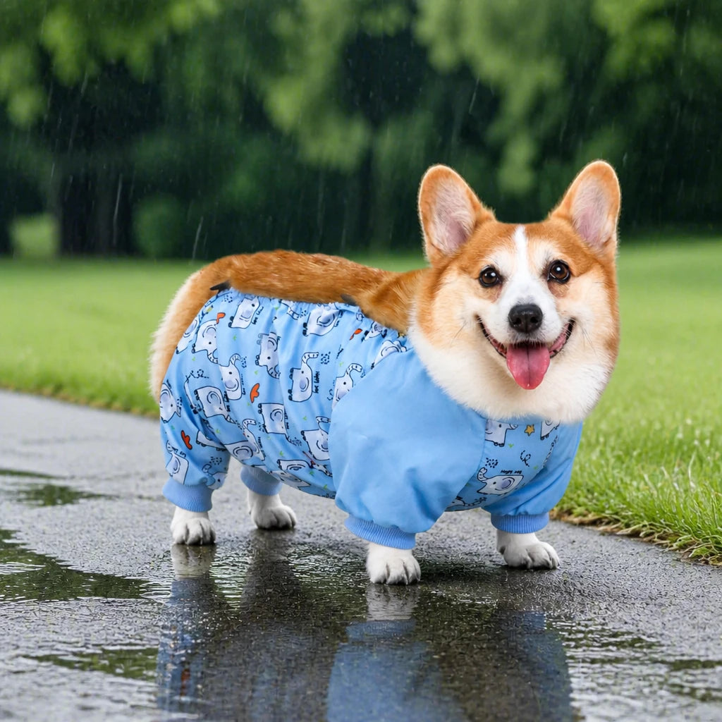 Waterproof Four-Leg Dog Raincoat with Belly Coverage