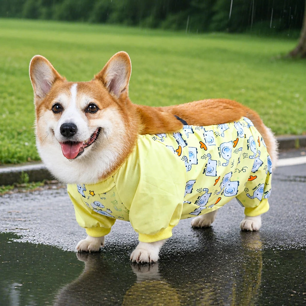 Waterproof Four-Leg Dog Raincoat with Belly Coverage