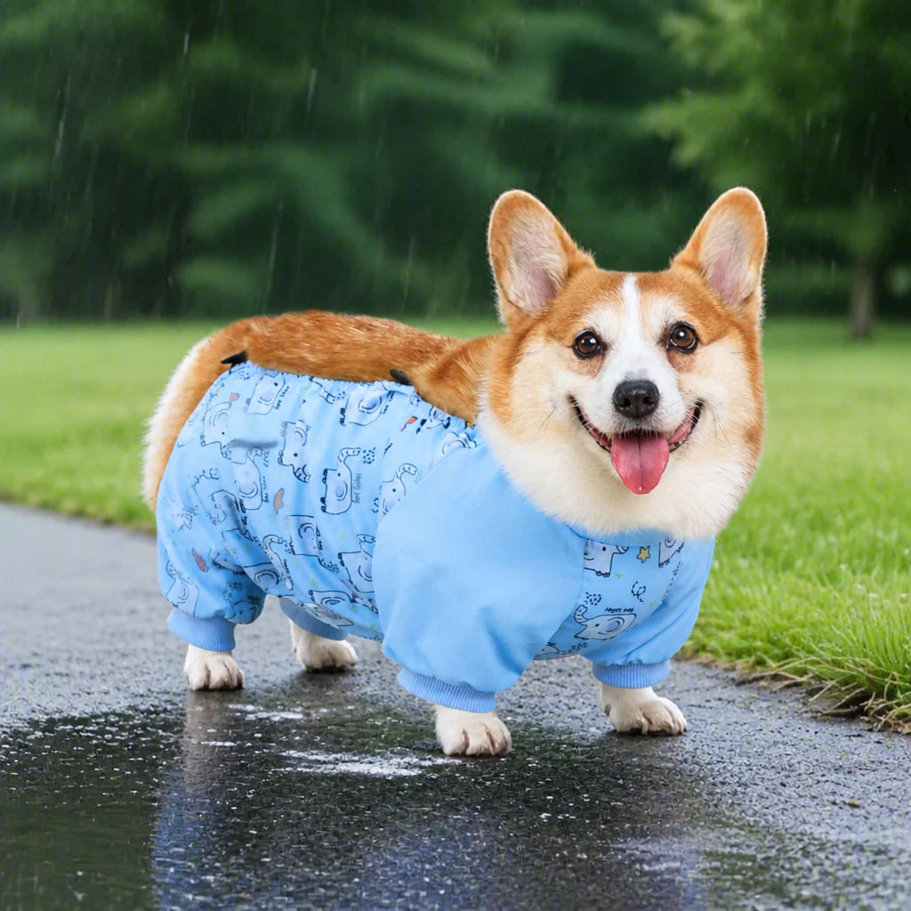 Waterproof Four-Leg Dog Raincoat with Belly Coverage