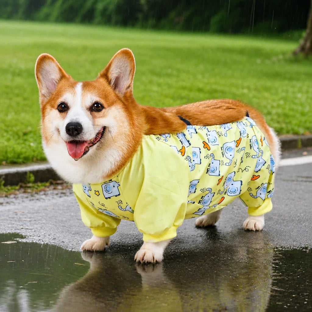 Waterproof Four-Leg Dog Raincoat with Belly Coverage