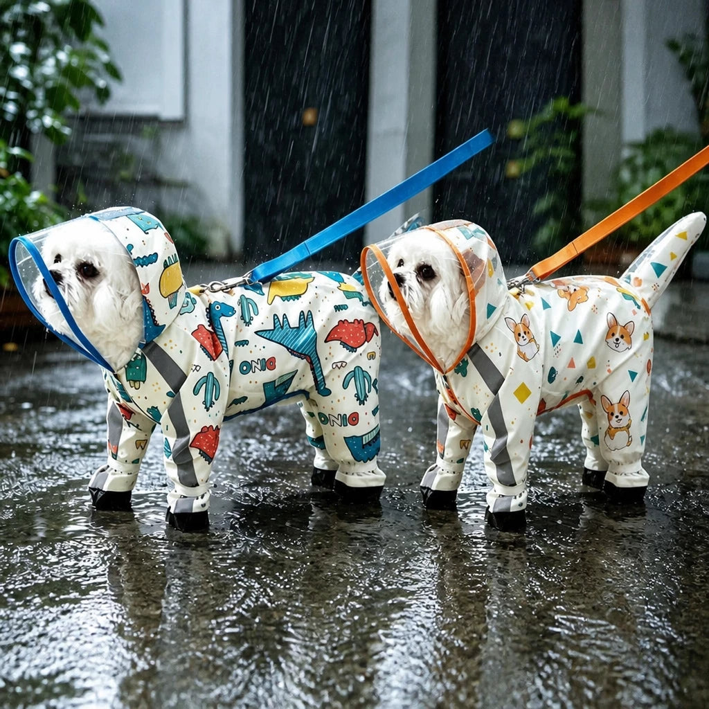 Full-Coverage Waterproof Raincoat for Small Dogs