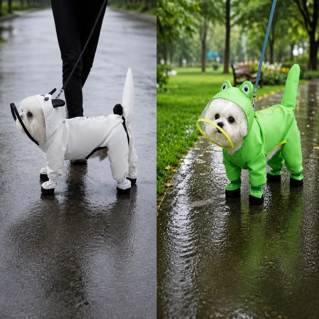 Frog-Style Full-Coverage Raincoat for Small Dogs