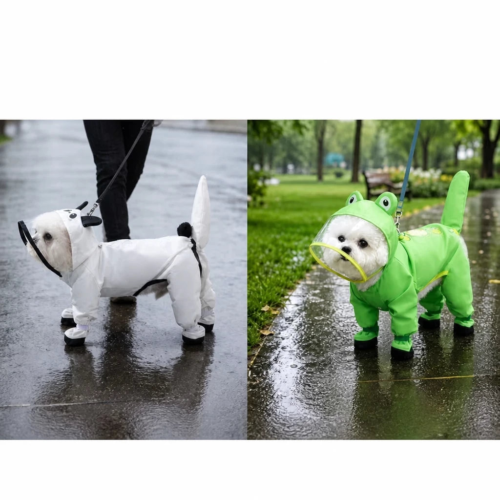 Frog-Style Full-Coverage Raincoat for Small Dogs