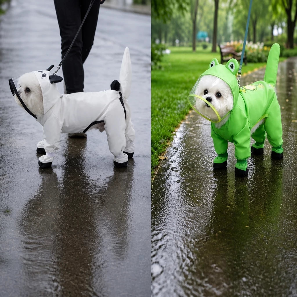Frog-Style Full-Coverage Raincoat for Small Dogs