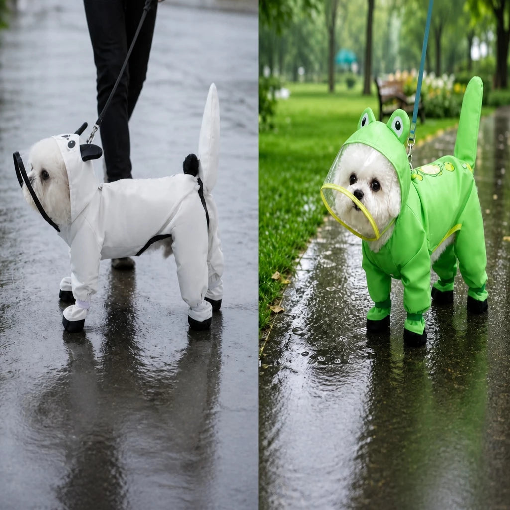 Frog-Style Full-Coverage Raincoat for Small Dogs