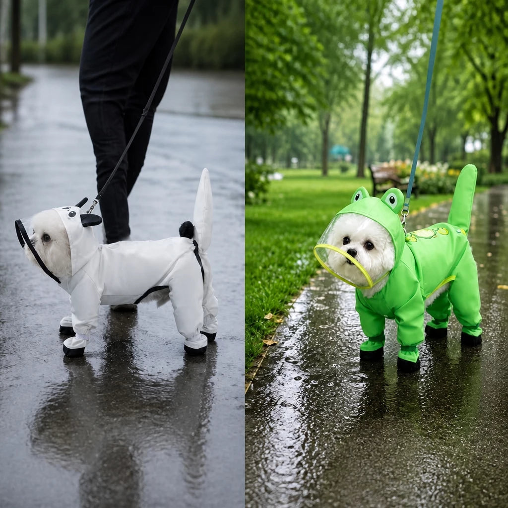 Frog-Style Full-Coverage Raincoat for Small Dogs