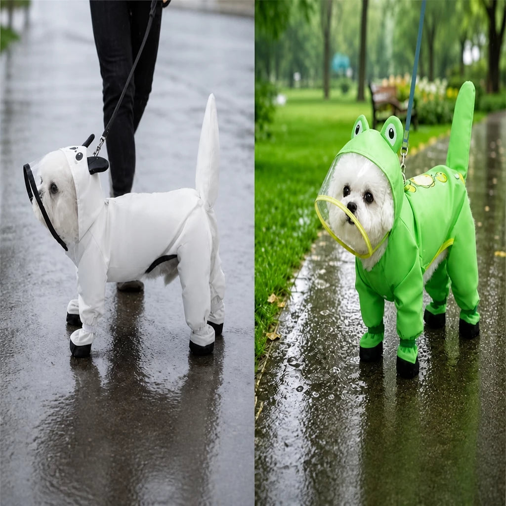 Frog-Style Full-Coverage Raincoat for Small Dogs